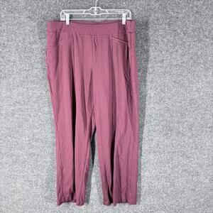 Cato Pants Women 18/20W Plus Red High Rise Flat Front Straight Pull On Pockets